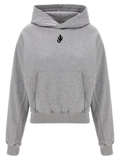 Jw Anderson J. W. Anderson Cropped Grey Hoodie With Relaxed Fit In Gray