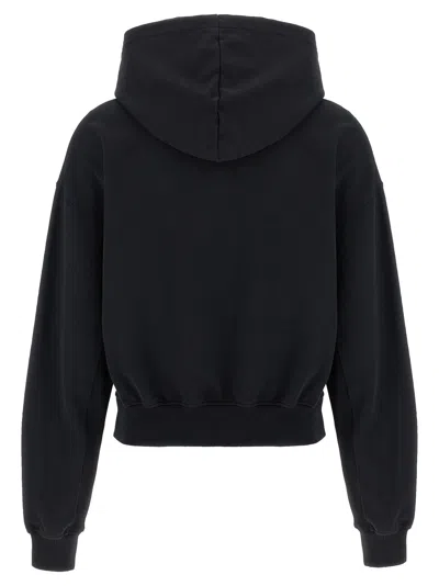 Jw Anderson Cropped Black Hoodie With Subtle Branding And Relaxed Fit In Black