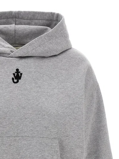 Jw Anderson J. W. Anderson Cropped Grey Hoodie With Relaxed Fit In Gray