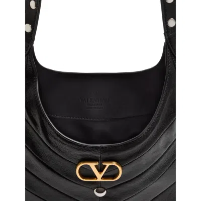 Valentino Garavani Small Hoboho Chevron Quilted Shoulder Bag With Studs In Black