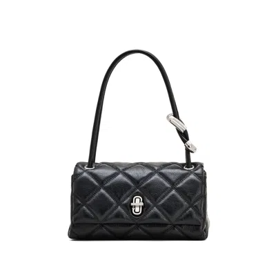 Marc Jacobs The Mini Dual Black Diamond-quilted Crossbody Bag With Top Handle In Leather Woman In Black