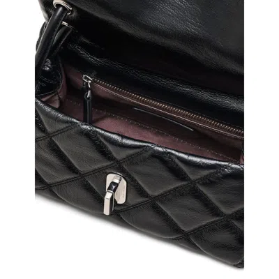 Marc Jacobs The Mini Dual Black Diamond-quilted Crossbody Bag With Top Handle In Leather Woman In Black