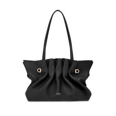 Ferragamo Medium Soft Shoulder Bag In Black
