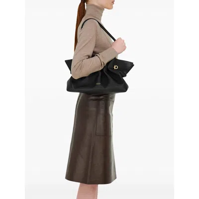 Ferragamo Medium Soft Shoulder Bag In Black