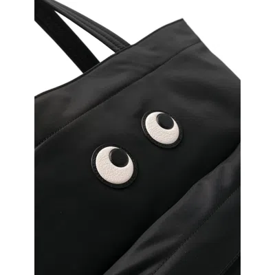 Anya Hindmarch Women Black Nylon Eyes Shopping Bag