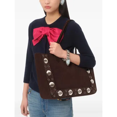 Valentino Nellcote Medium Shopping Tote Bag In Suede In Burgundy