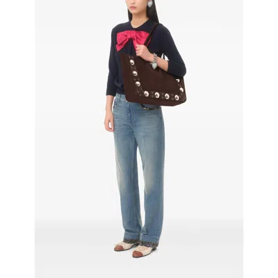 Valentino Nellcote Medium Shopping Tote Bag In Suede In Burgundy