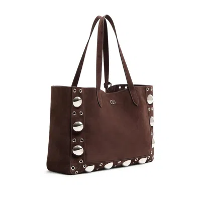 Valentino Nellcote Medium Shopping Tote Bag In Suede In Burgundy