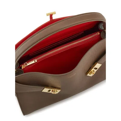 Ferragamo Bolso Shoulder Marron Interior Rojo In Burgundy