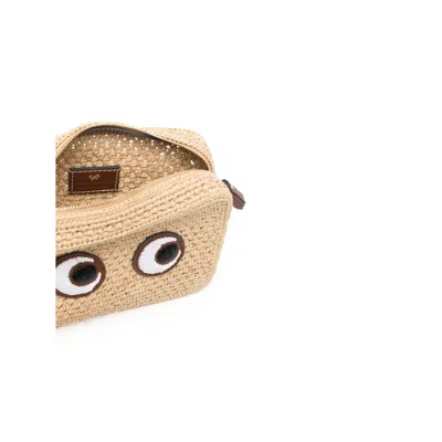 Anya Hindmarch Raffia Crossbody Bag With Iconic Eyes Applique In Brown