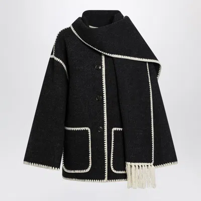 Totême Toteme Embroidered Scarf Wool Jacket In Gray