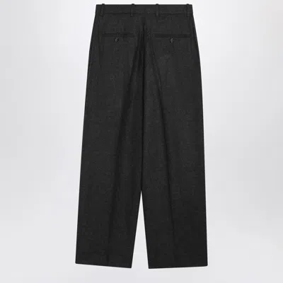 Totême Grey Mélange Wool Blend Trousers In Black