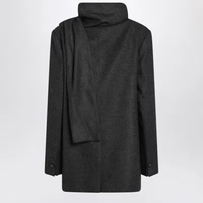 Totême Scarf Blazer Wool Blend Charcoal Grey In Black