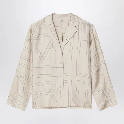 Totême Monogram Ivory Silk Shirt In White