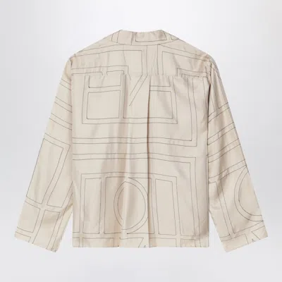Totême Monogram Ivory Silk Shirt In White