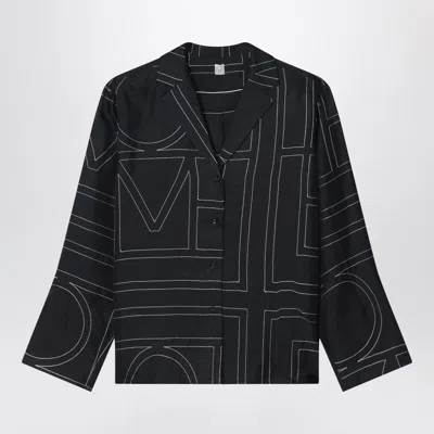 Totême Monogram Black Silk Shirt In Black