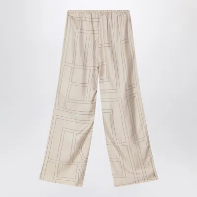 Totême Monogram Ivory Silk Trousers In White