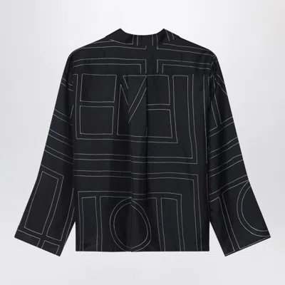 Totême Monogram Black Silk Shirt In Black