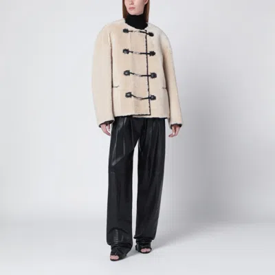 Totême Black Teddy Shearling Jacket In White