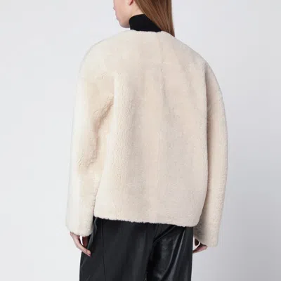 Totême Black Teddy Shearling Jacket In White