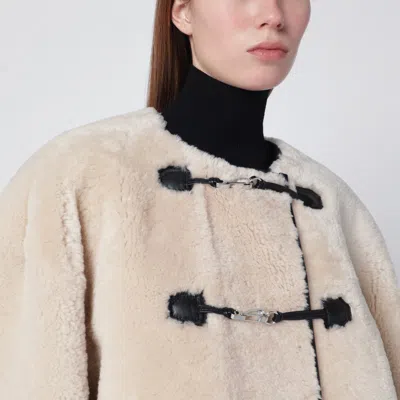 Totême Black Teddy Shearling Jacket In White