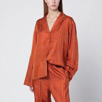 Totême Terracotta Silk Shirt With Monogram In Red