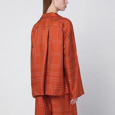 Totême Terracotta Silk Shirt With Monogram In Red