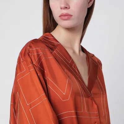 Totême Terracotta Silk Shirt With Monogram In Red