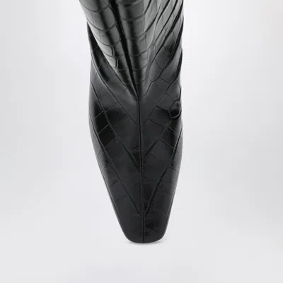 Totême Brown Crocodile-embossed Leather Boots In Black