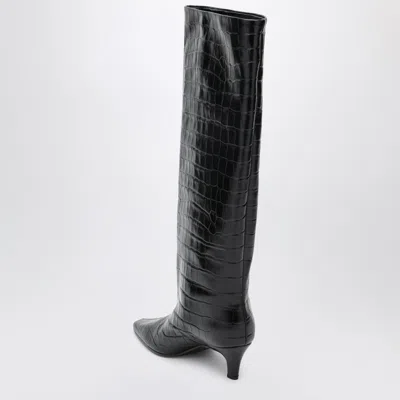 Totême Brown Crocodile-embossed Leather Boots In Black
