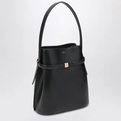 Totême Black Leather Bucket Bag In Black