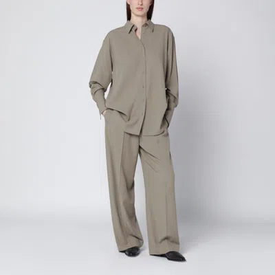 Totême Taupe Wool-blend Trousers In Neutral