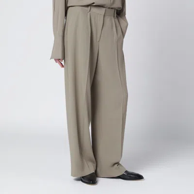 Totême Taupe Wool-blend Trousers In Neutral