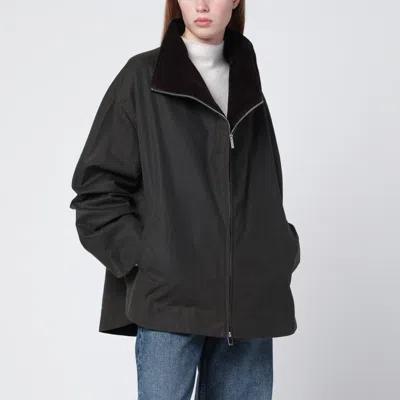 Totême Forest Green Zip-up Country Jacket In Green