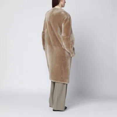 Totême Amber Beige Shearling Coat In Sand