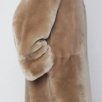 Totême Amber Beige Shearling Coat In Sand