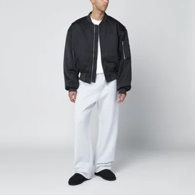 Entire Studios Grey Wool-blend Bomber Jacket With Zip In Black