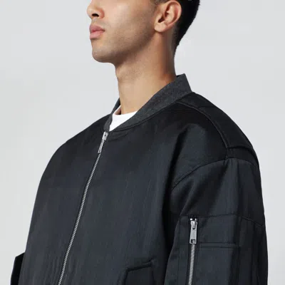 Entire Studios Grey Wool-blend Bomber Jacket With Zip In Black