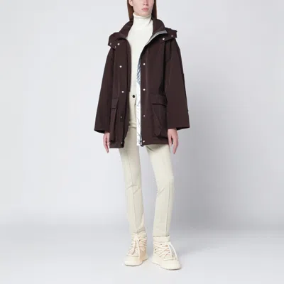 Herno Short Laminar Coffee-colored Parka In Brown