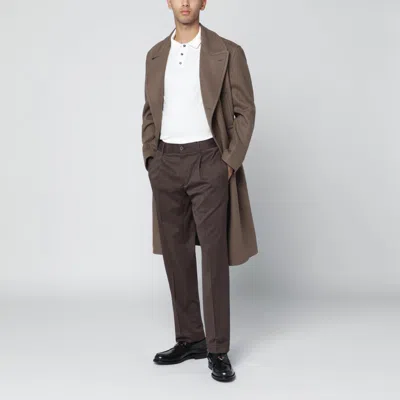 Santaniello Brown Wool-blend Trousers In Brown