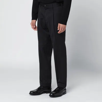 Santaniello Black Wool Blend Trousers In Black