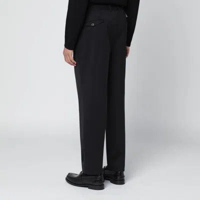 Santaniello Black Wool Blend Trousers In Black