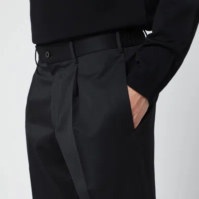 Santaniello Black Wool Blend Trousers In Black