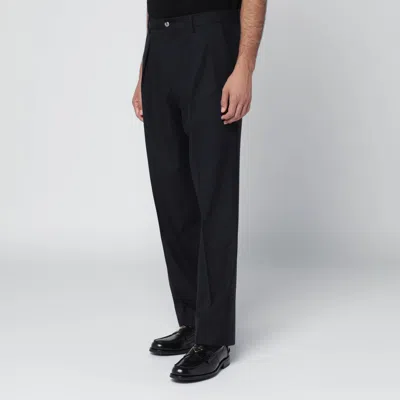 Santaniello Navy Blue Wool Trousers In Blue