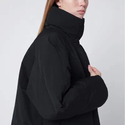 Herno Oversized Metallic Crinkle Jacket With High Collar In Black