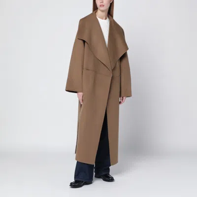 Totême Signature Hazelnut Coat In Wool And Cashmere In Brown