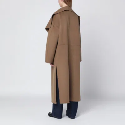 Totême Signature Hazelnut Coat In Wool And Cashmere In Brown