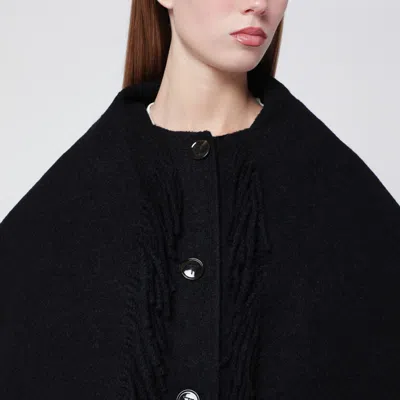 Totême Black Jacket With Scarf And Fringes In Black