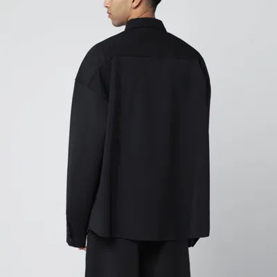 Entire Studios Oversized Wool Blend Long Sleeve Shirt In Black