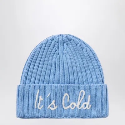 Mc2 Saint Barth Light Blue It's Cold Beanie In Blue